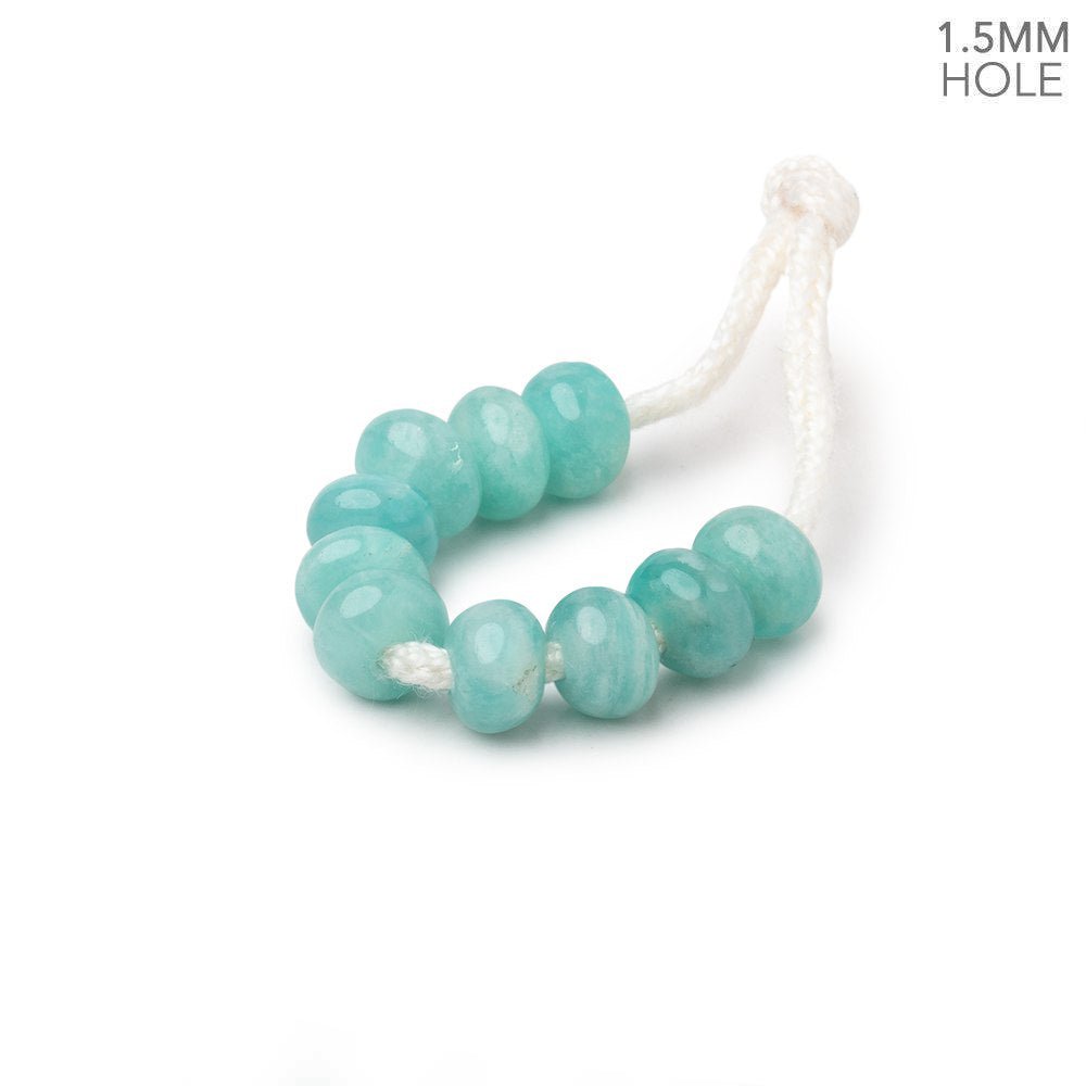 6mm Amazonite 1.5mm Large Hole Plain Rondelle Set of 10