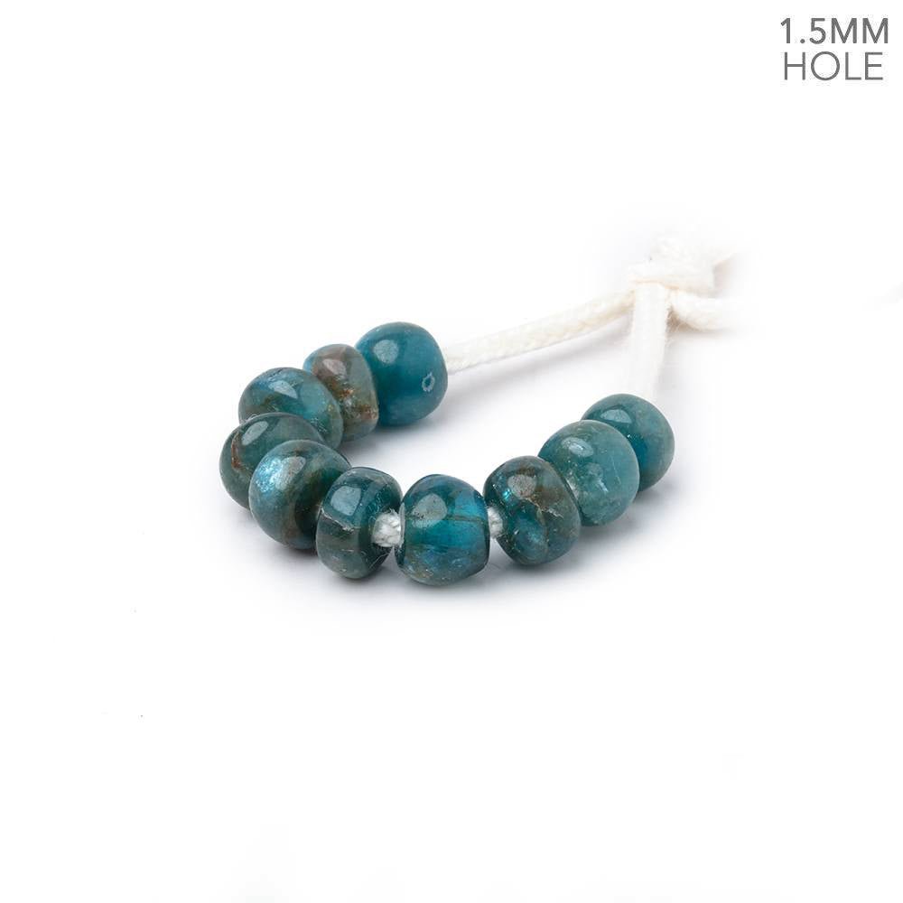 6mm Apatite 1.5mm Large Hole Plain Rondelle Set of 10