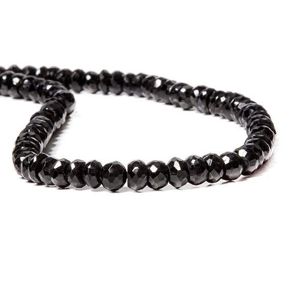6mm Black Tourmaline Faceted Rondelle 14 inch 94 Beads