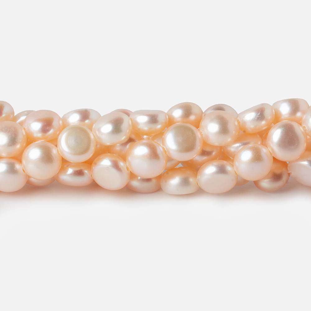 6mm Bridal Pale Peach Button Freshwater Pearls 15.5 inch 65 pieces