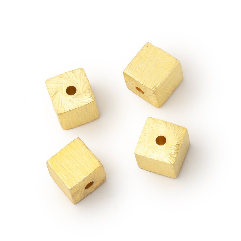 6mm Brushed Cube Bead Set of 4