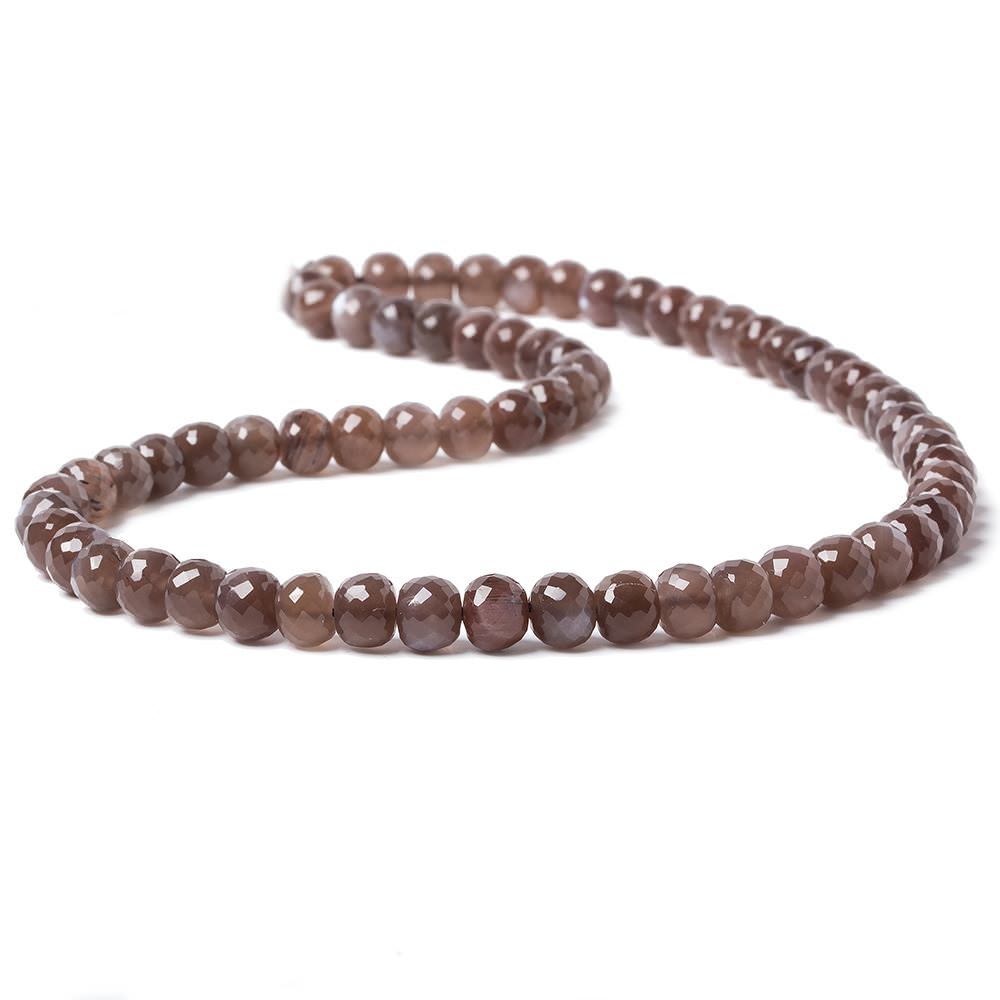 6mm Chocolate Moonstone Micro-faceted rondelles 15 inch 68 beads