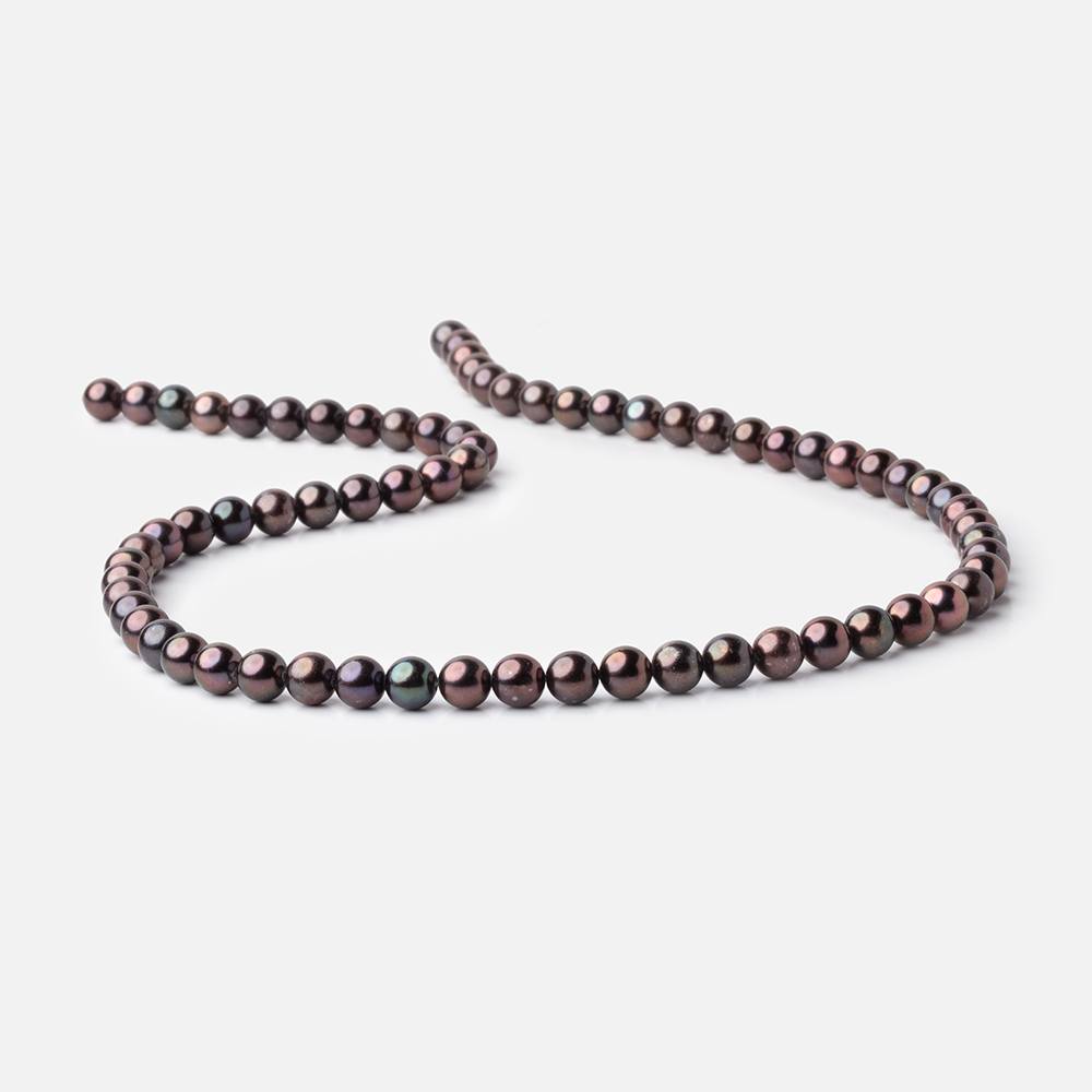 6mm Dark Plum Peacock Off Round Freshwater Pearls 16 inch 70 Beads AA