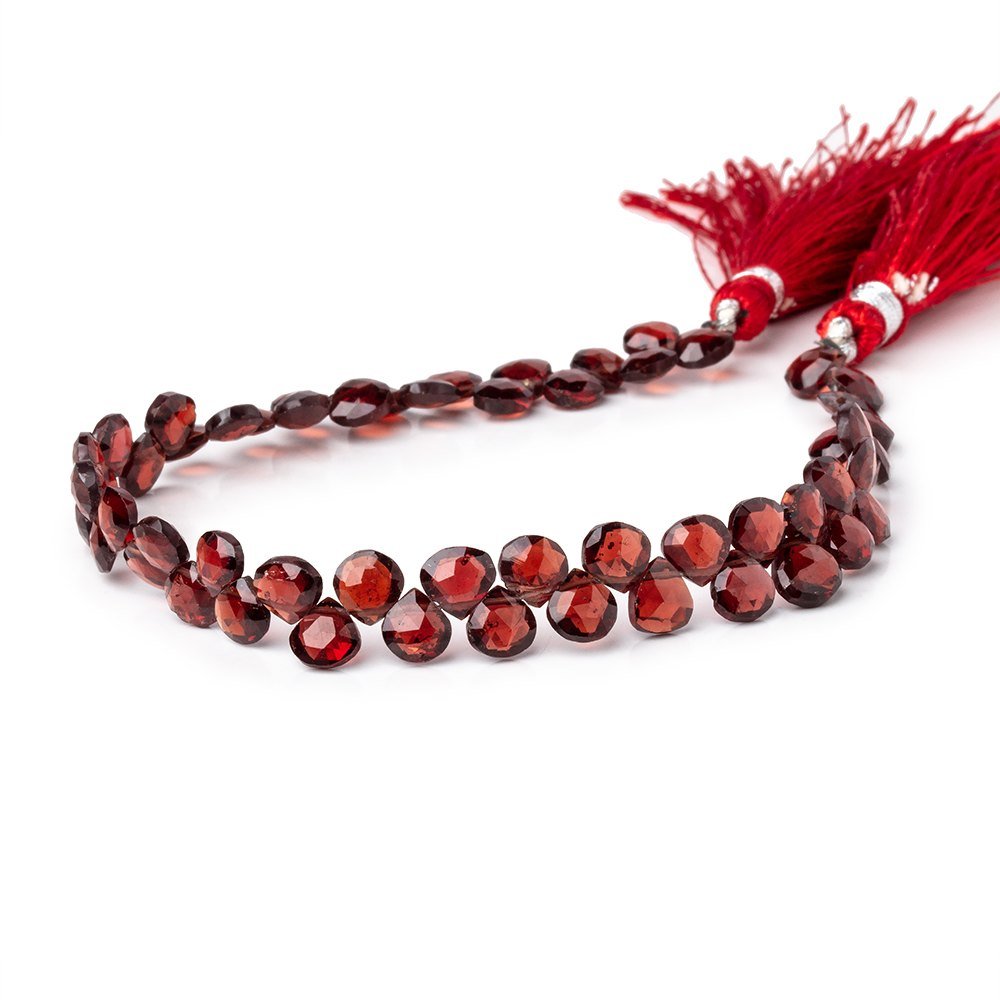 6mm Garnet Faceted Heart Beads 8 inch 56 pieces