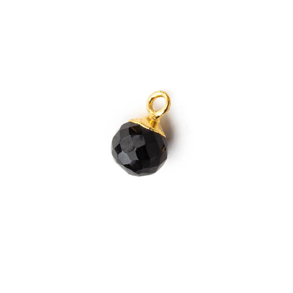 6mm Gold Leafed Black Chalcedony Candy Kiss focal bead Pendant sold as 1 piece