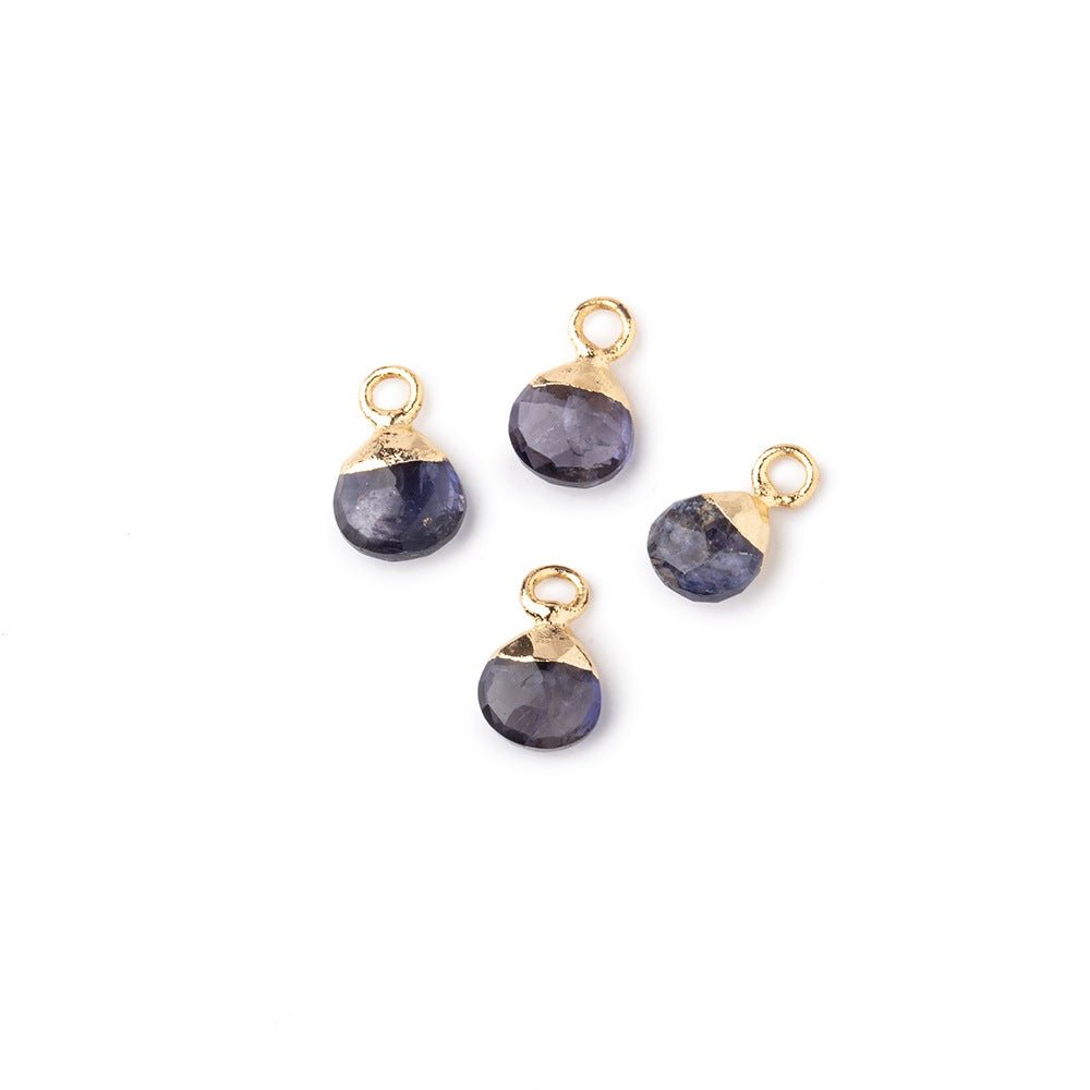 6mm Gold Leafed Iolite Faceted Heart Set of 4 Pendants