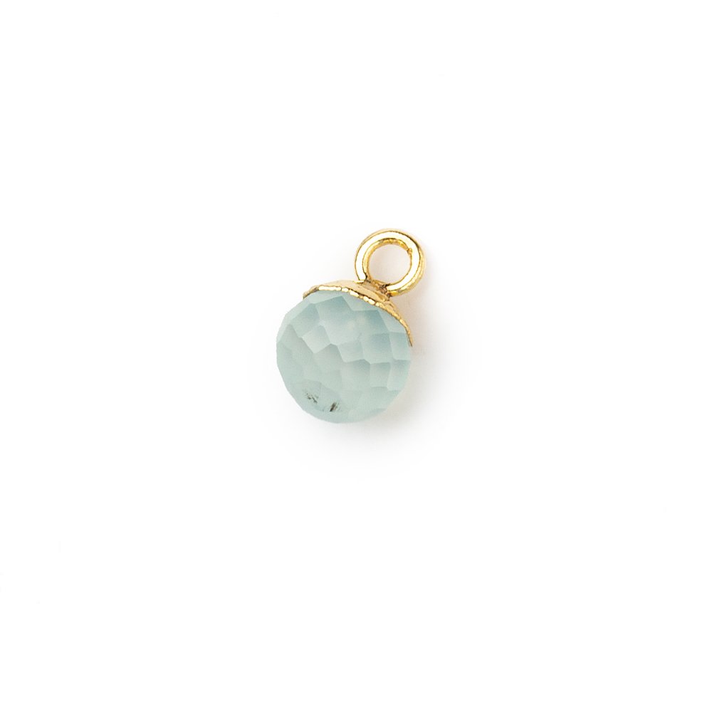6mm Gold Leafed Seafoam Green Chalcedony Candy Kiss focal bead Pendant sold as 1 piece