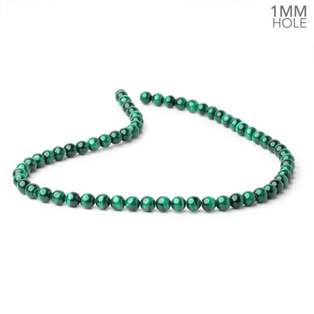 6mm Malachite Plain Round Beads 15.5 inch 64 pieces 1mm Hole