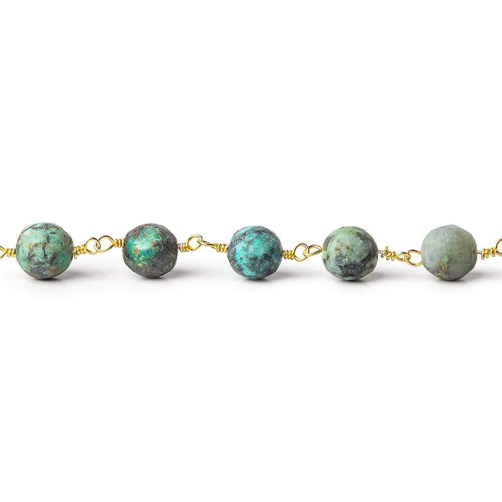 6mm Matte African Turquoise rounds on Gold plated Chain