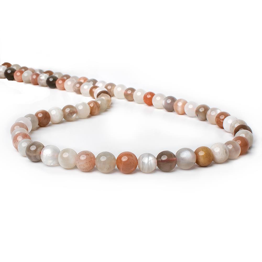 6mm Multi Color Moonstone Plain Rounds 16 inch 69 beads AA