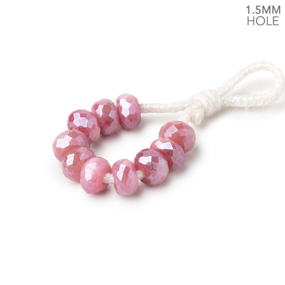 6mm Mystic Fuchsia Moonstone 1.5mm Large Hole Faceted Rondelle Set of 10