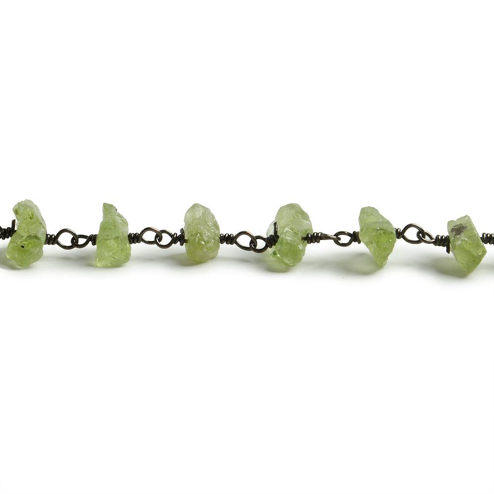 6mm Peridot chip Black Gold plated Chain by the foot with approximately 35 pieces