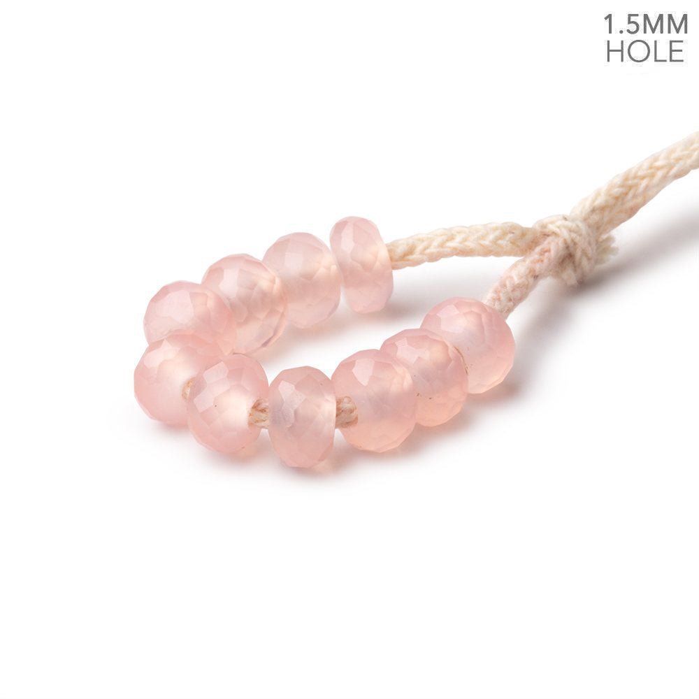 6mm Pink Chalcedony 1.5mm Large Hole Faceted Rondelle Bead Set of 10