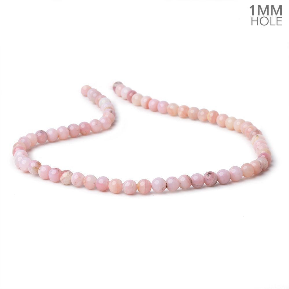 6mm Pink Peruvian Opal Plain Round Beads 15.5 inch 66 pieces 1mm Hole