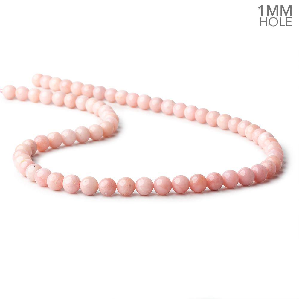 6mm Pink Peruvian Opal plain round large hole beads 16 inch 69 pieces A