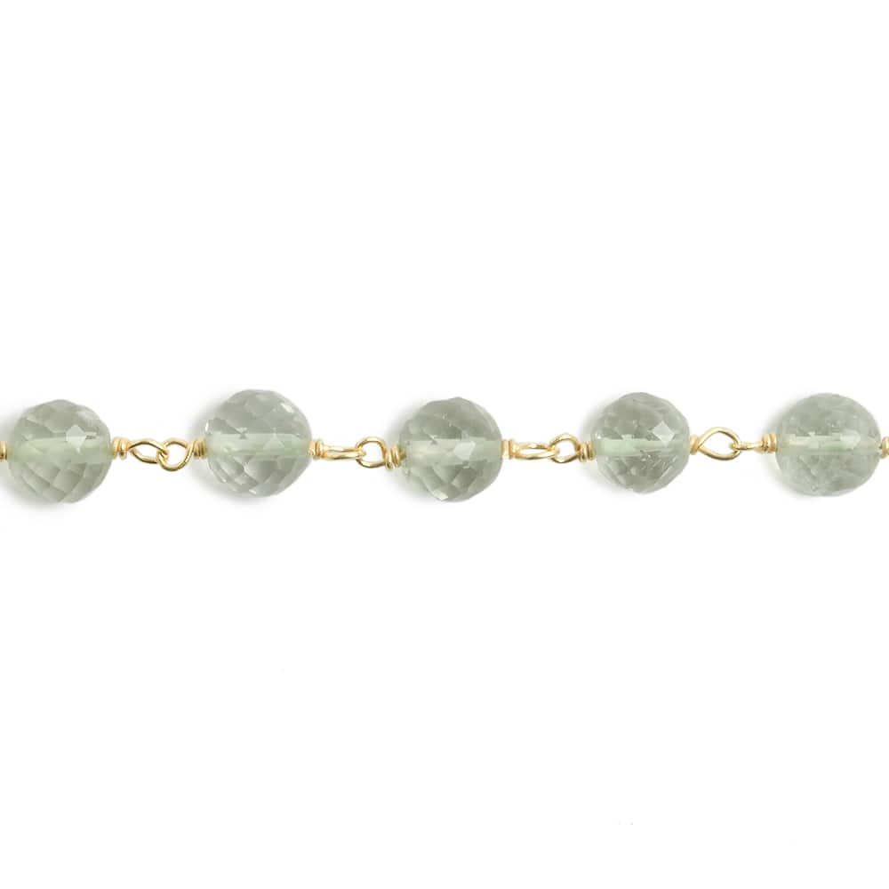 6mm Prasiolite faceted round Vermeil Chain by the foot 24 pieces