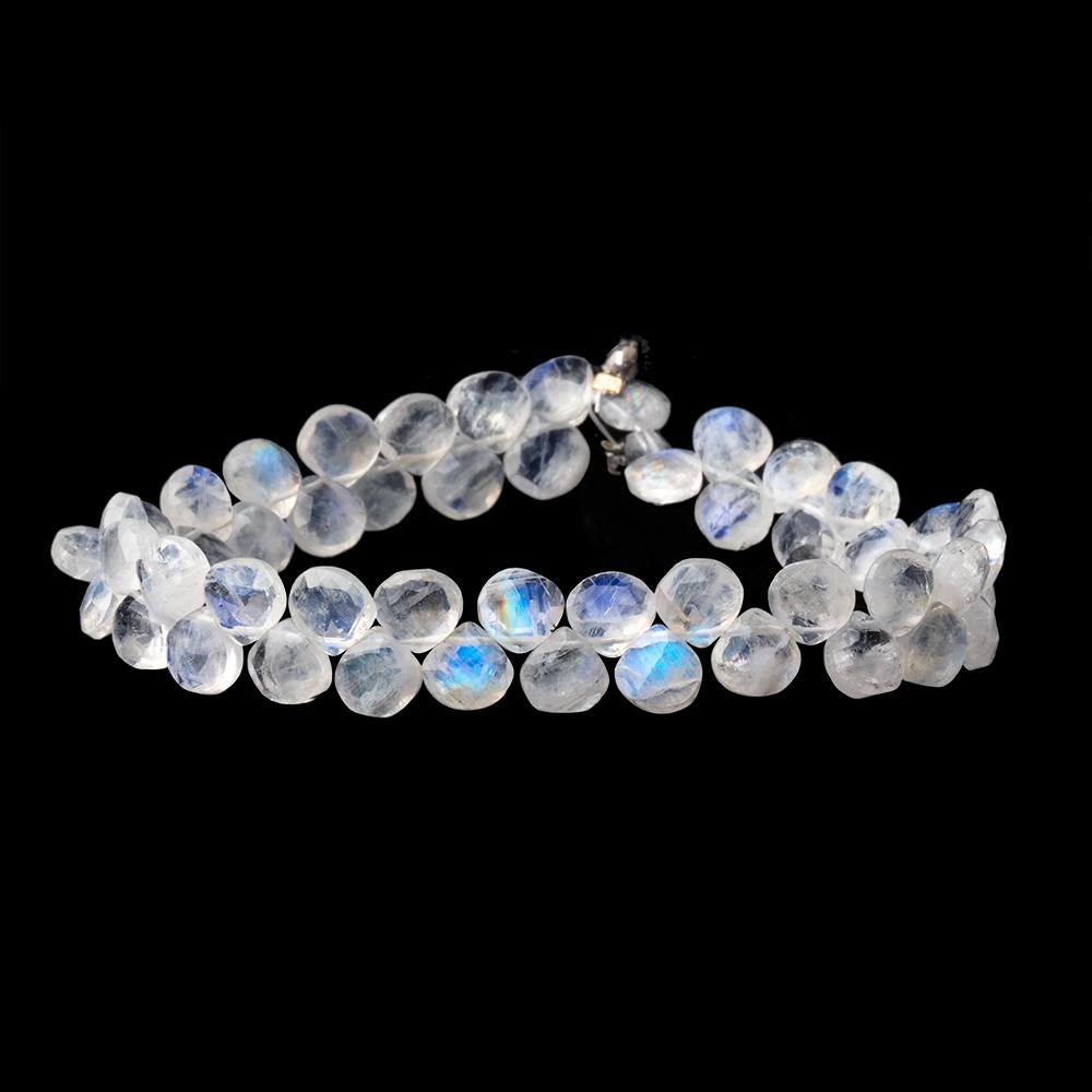 6mm Rainbow Moonstone Faceted Heart Beads 7 inch 53 pieces AA