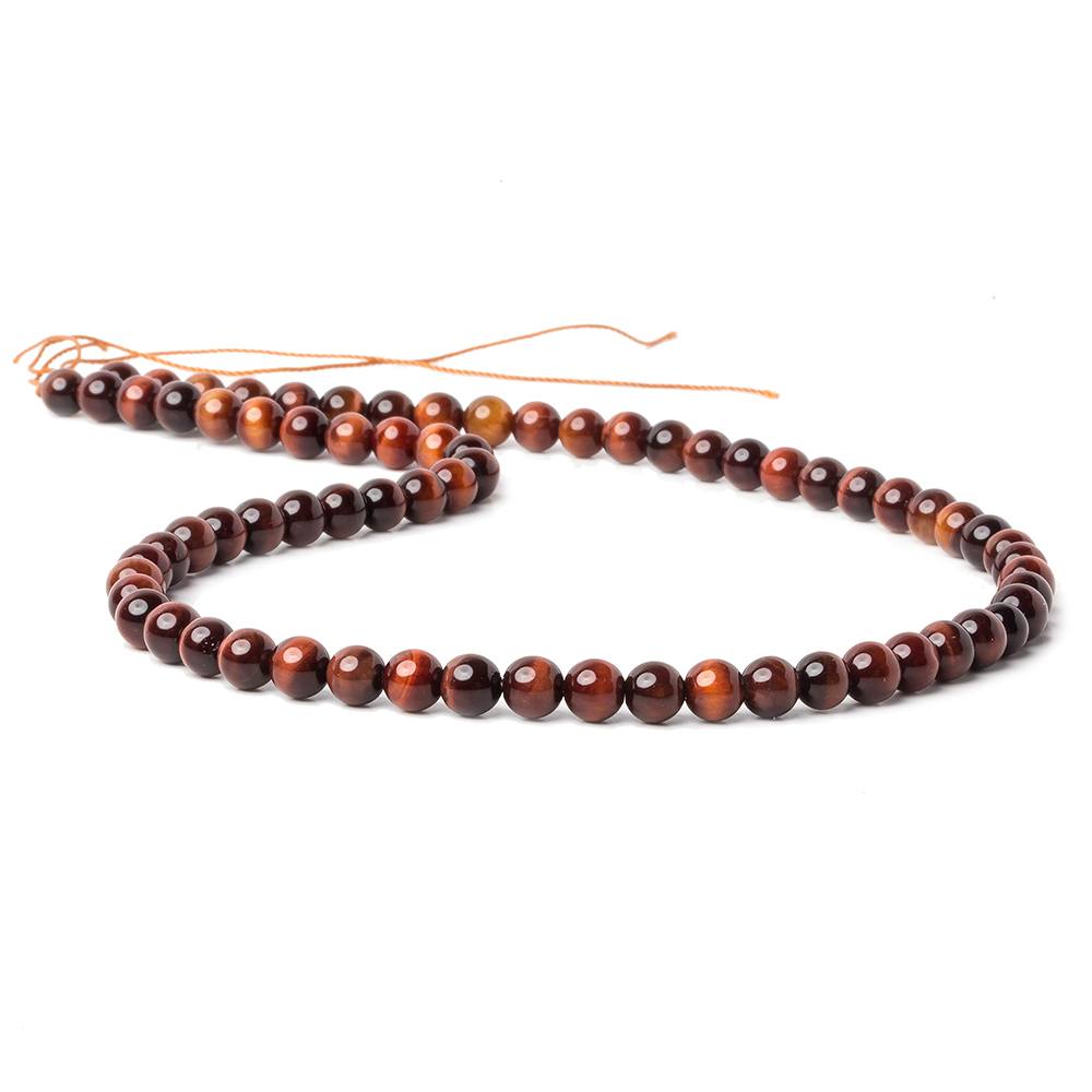 6mm Red Tiger's Eye plain round beads 16 inch 70 pieces AA