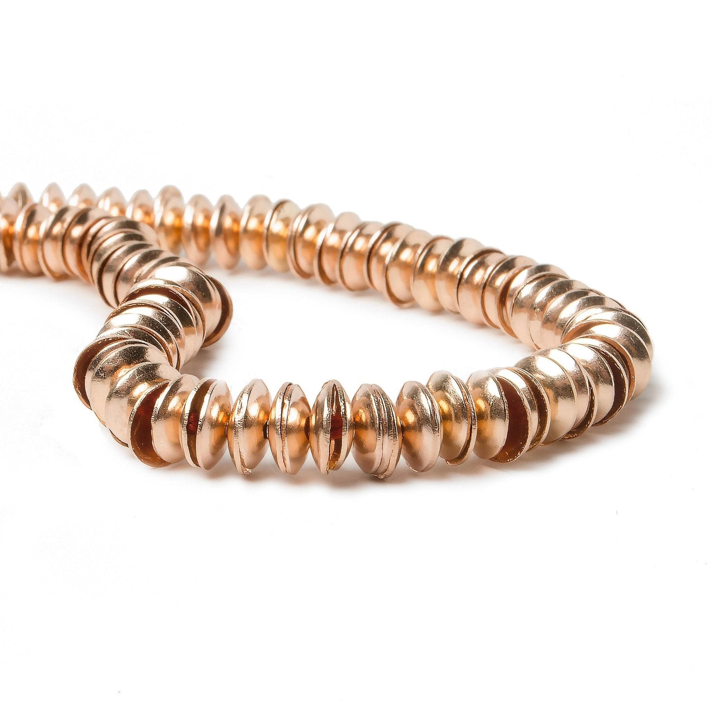 6mm Rose Gold plated Copper plain Bead Cap 8 inch 148 pieces