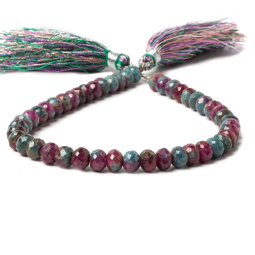 7mm Ruby in Zoisite faceted rondelle beads 8 inch 42 pieces