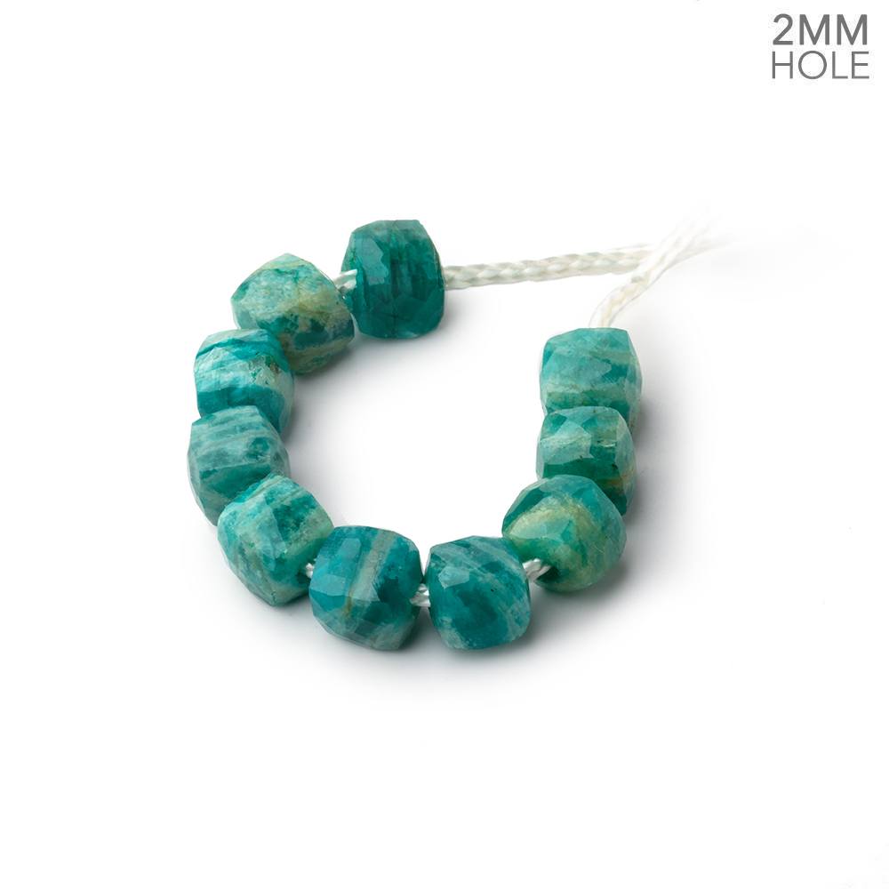 6mm Russian Amazonite 2mm Large Hole Faceted Cube Beads Set of 10