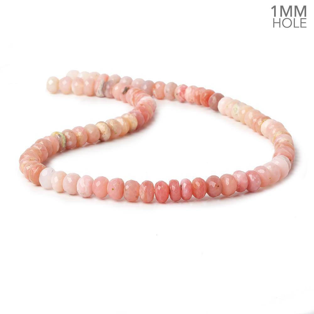 6mm Shaded Pink Peruvian Opal faceted rondelle 1mm hole beads 14.5 inch 78 pieces