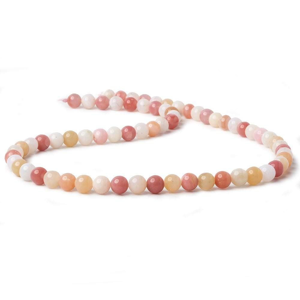 6mm Shaded Pink Peruvian Opal plain rounds 16 inch 67 beads AA