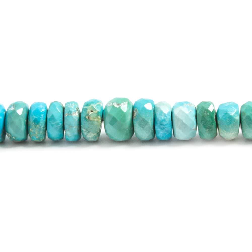 6mm Shaded Turquoise faceted rondelle beads 8 inch 63 pieces