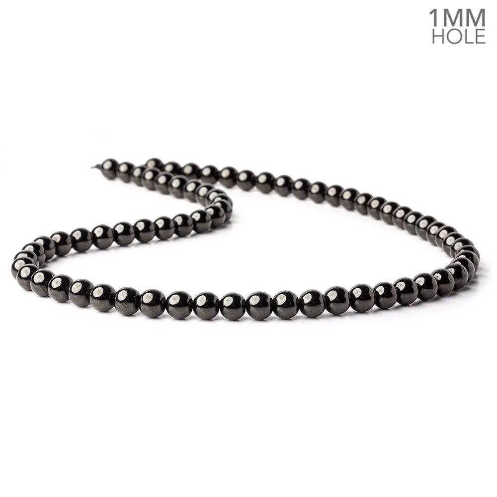 6mm Shungite plain round beads 15.5 inch 63 pieces 1mm hole