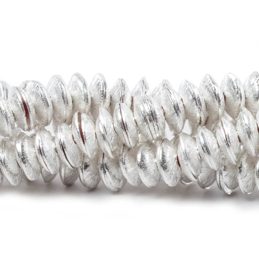 6mm Silver plated Copper Brushed Bead Cap 8 inch 148 pieces