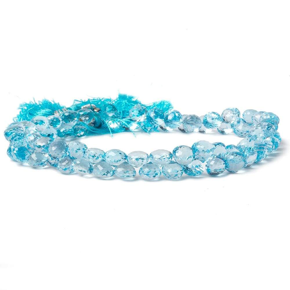 6mm Sky Blue Topaz Faceted Candy Kiss Beads 9 inch 68 pieces