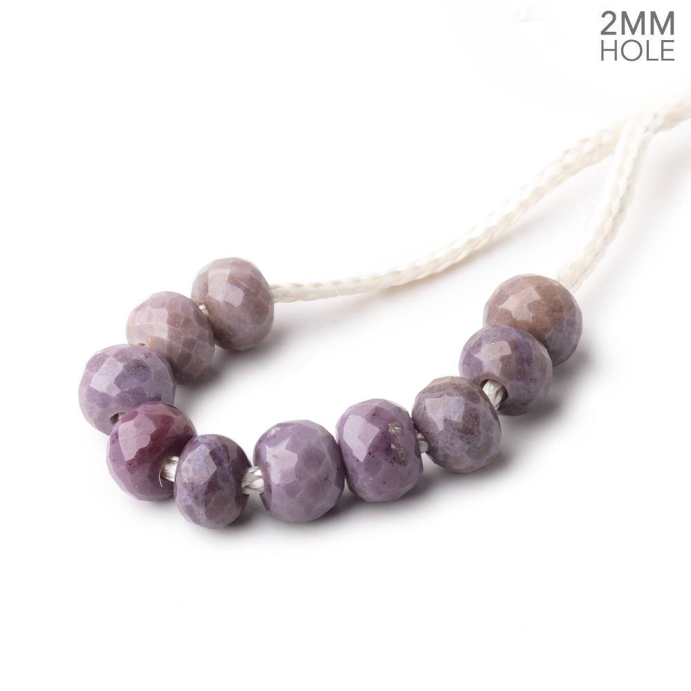 6mm Turkish Purple Jade 2mm Large Hole Faceted Rondelles Set of 10 Beads