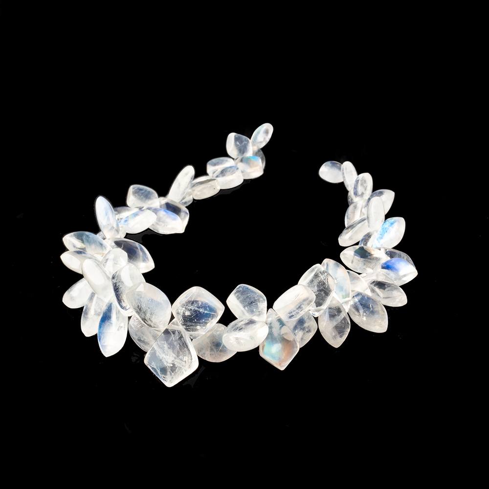 6x4-10x9mm Rainbow Moonstone Plain Shield Beads 6.5 inch 58 pieces AA