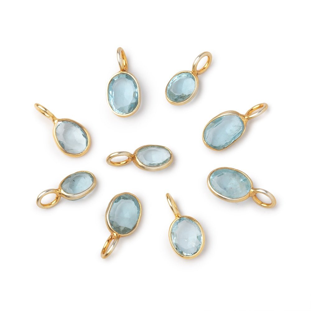 6x4-7x5mm Vermeil Bezel Aquamarine Rose Cut Oval Pendant 1 piece