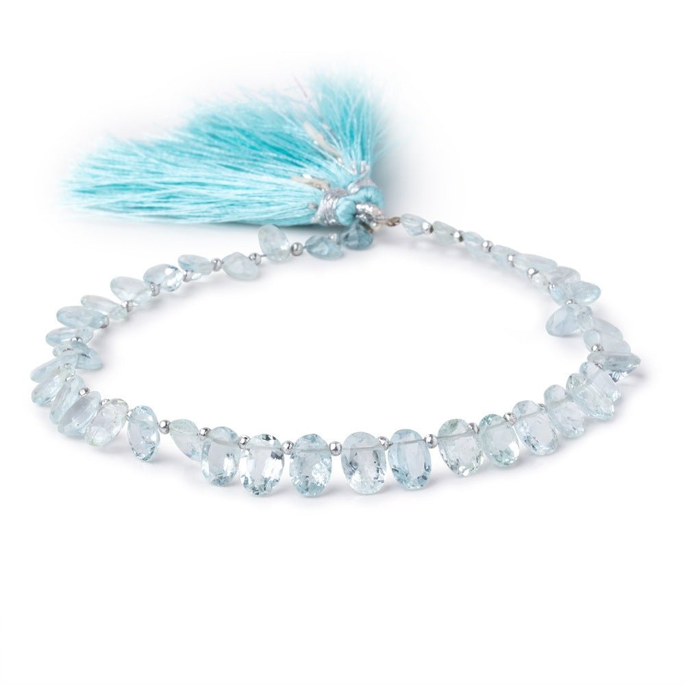 6x4-8x5mm Aquamarine Top Drilled Faceted Ovals 8.5 inch 40 Beads