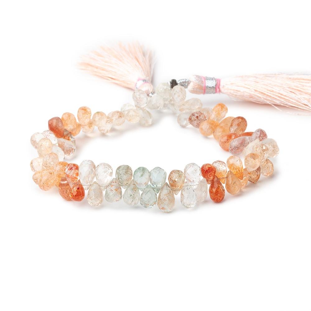 6x4-8x5mm Multi Color Sunstone faceted tear drop beads 8 inch 74 pieces