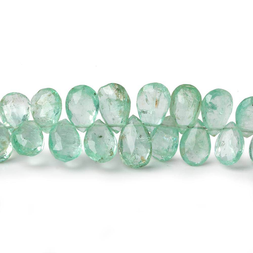 6x4-9x5mm Colombian Emerald Faceted Pears 7.75 inch 68 beads AAA