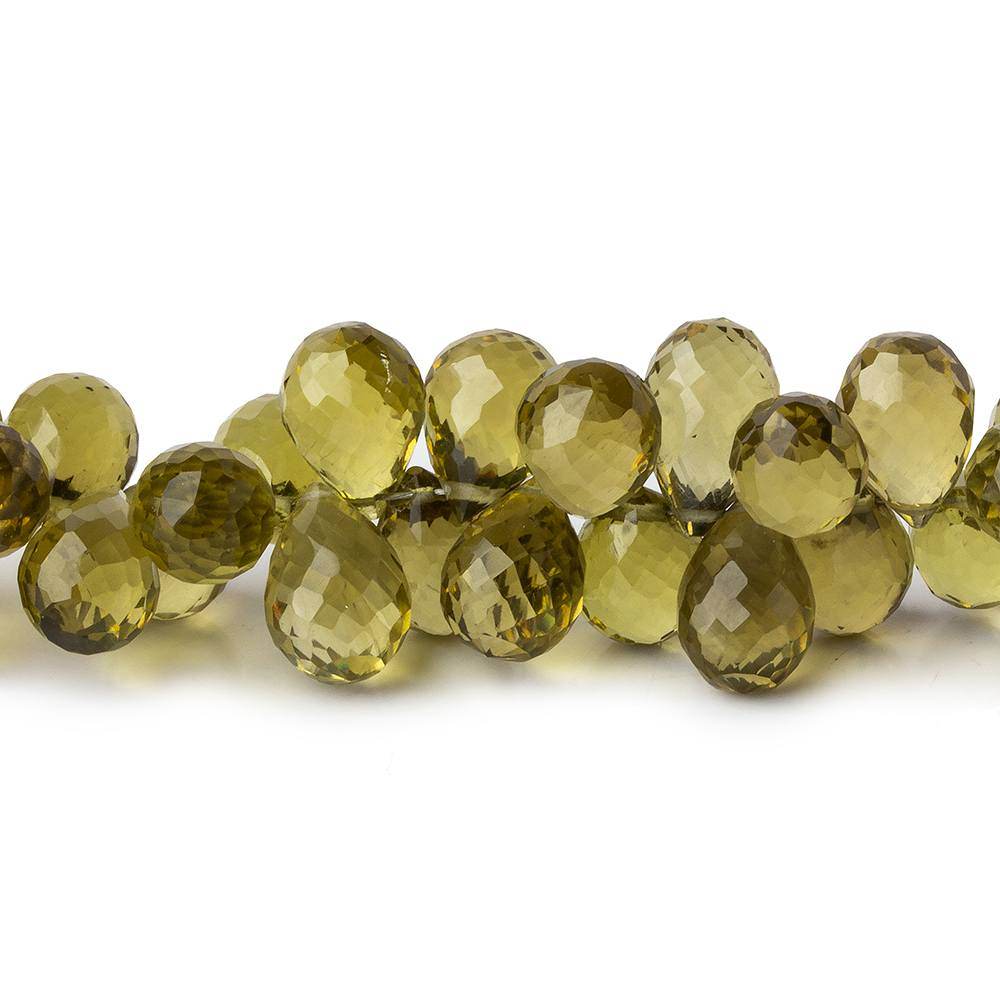 6x4-9x6mm Olive Quartz Faceted Teardrop Beads 8.5 inch 95 pieces AAA