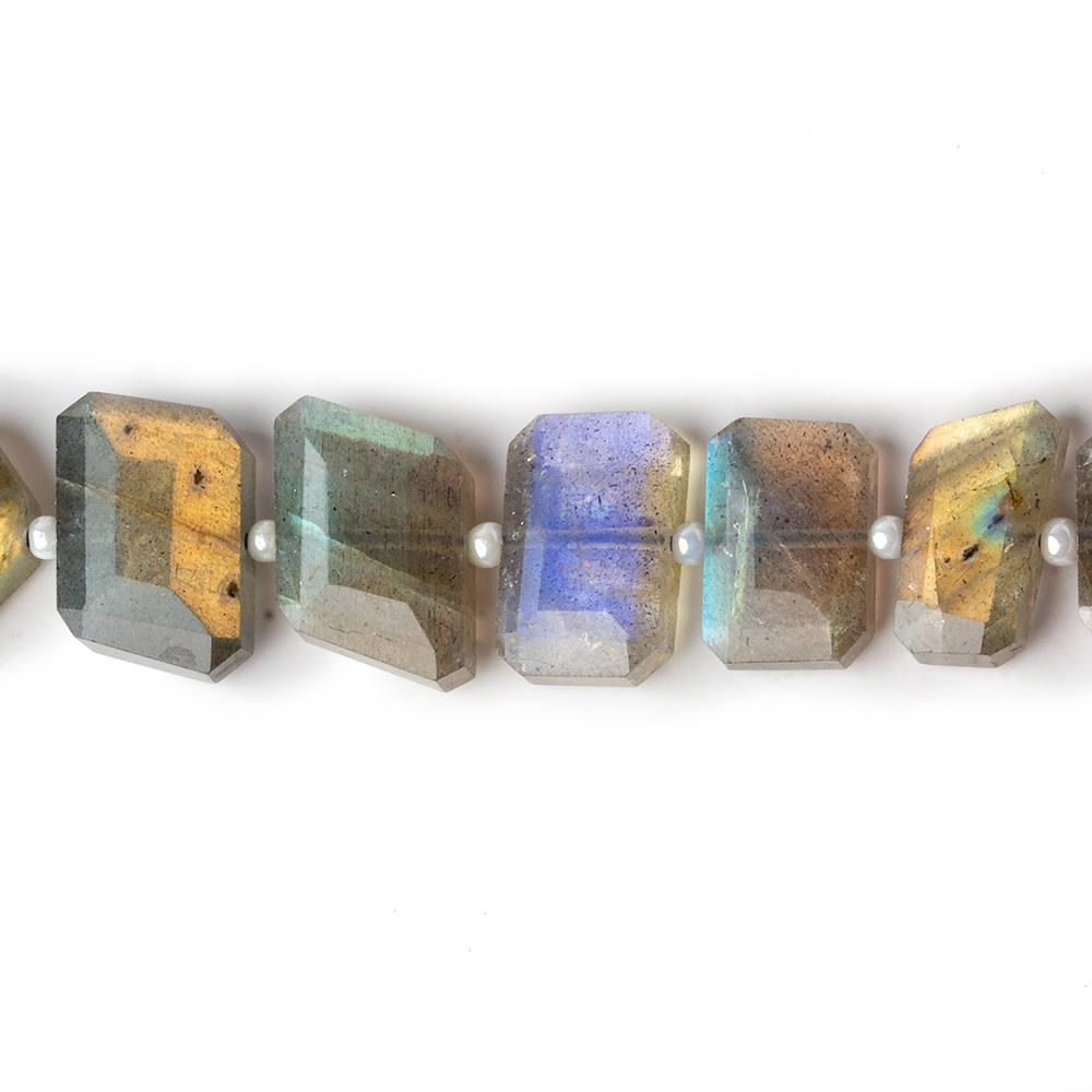 6x4.5-15x8mm Labradorite Side Drilled Bevel Faceted Nuggets 16 inch 55 beads