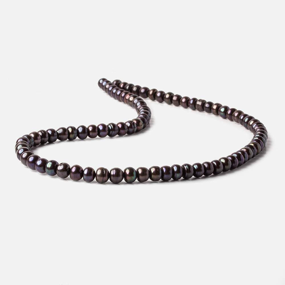 6x4mm Black Peacock Button Freshwater Pearls 15.5 inch 88 pieces