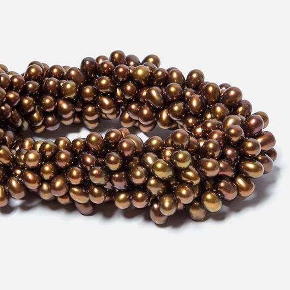 6x4mm Bronze Top Drilled Oval Freshwater Pearl Beads 16 inch 78 pieces