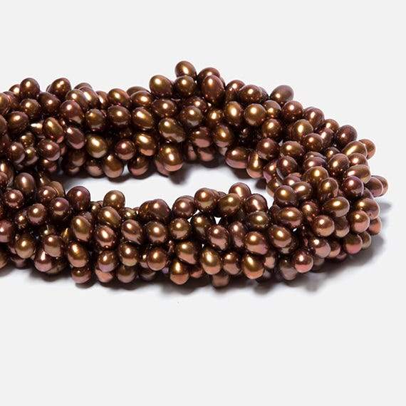 6x4mm Copper Top Drilled Oval Freshwater Pearls 16 inch 78 pieces