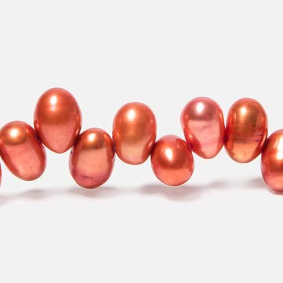 6x4mm Orange Top Drilled Oval Freshwater Pearls 16 inch 78 pcs