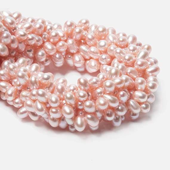 5x7mm Peach Top Drilled Oval Freshwater Pearls 16 inch 78 pcs