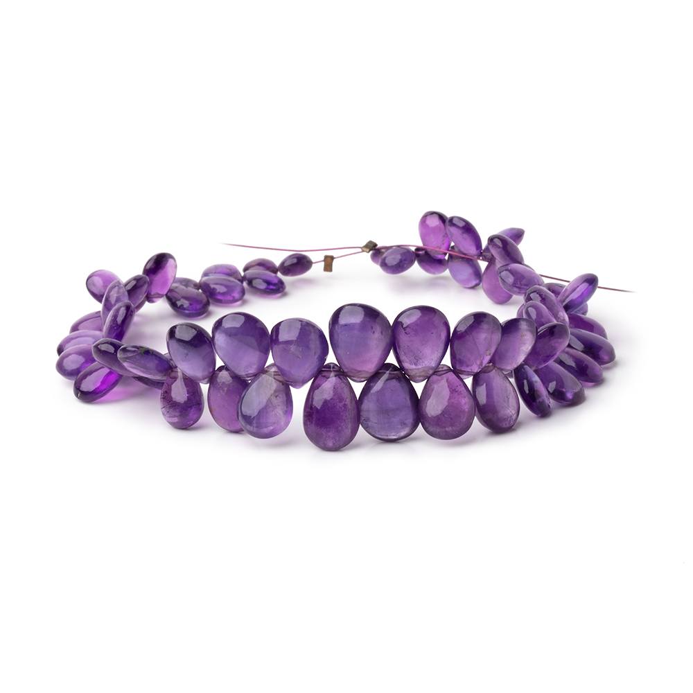 6x5-11x8mm Amethyst Plain Pear Beads 5.5 inch 58 pieces