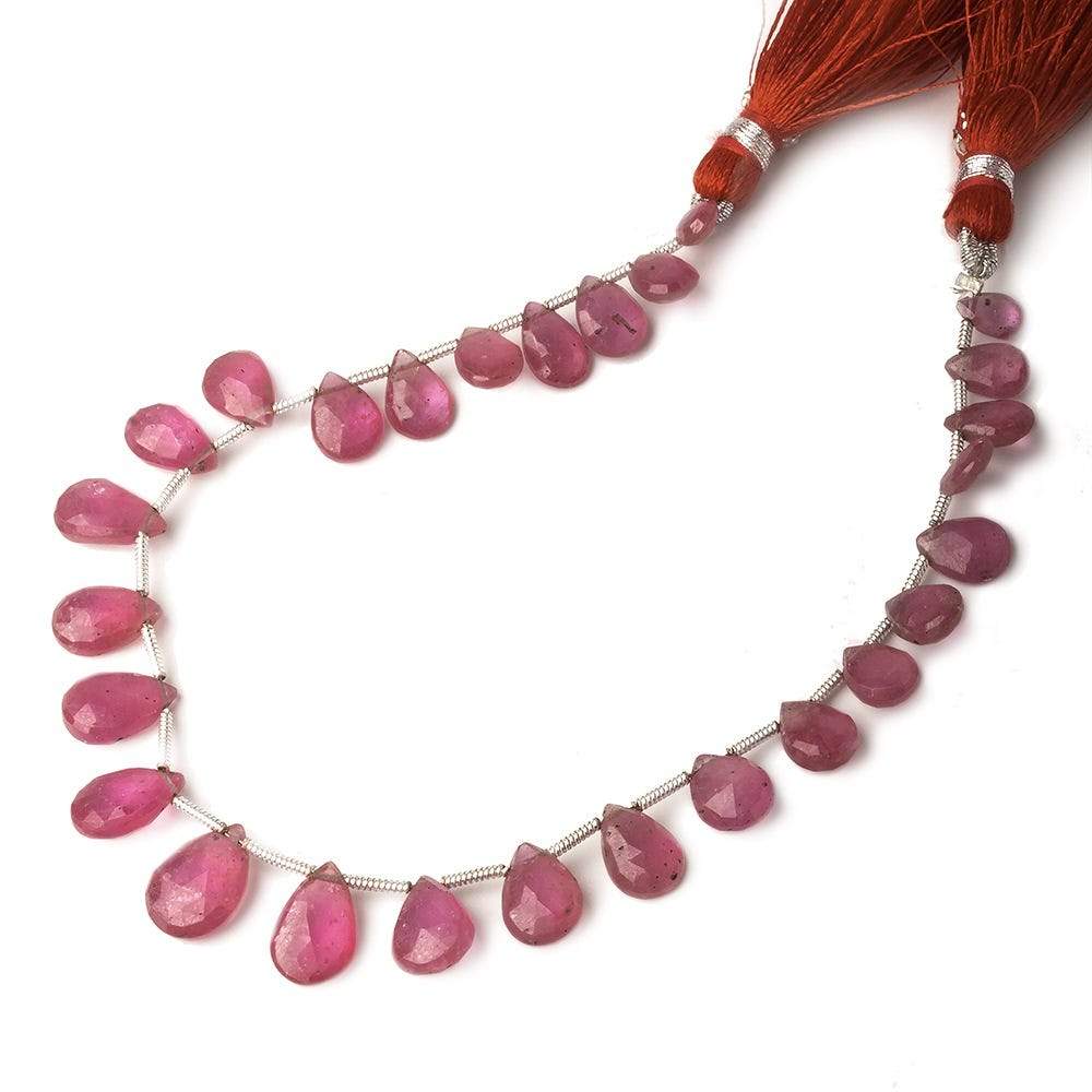 6x5-11x8mm Ruby Faceted Pear Briolettes 8 inch 26 beads