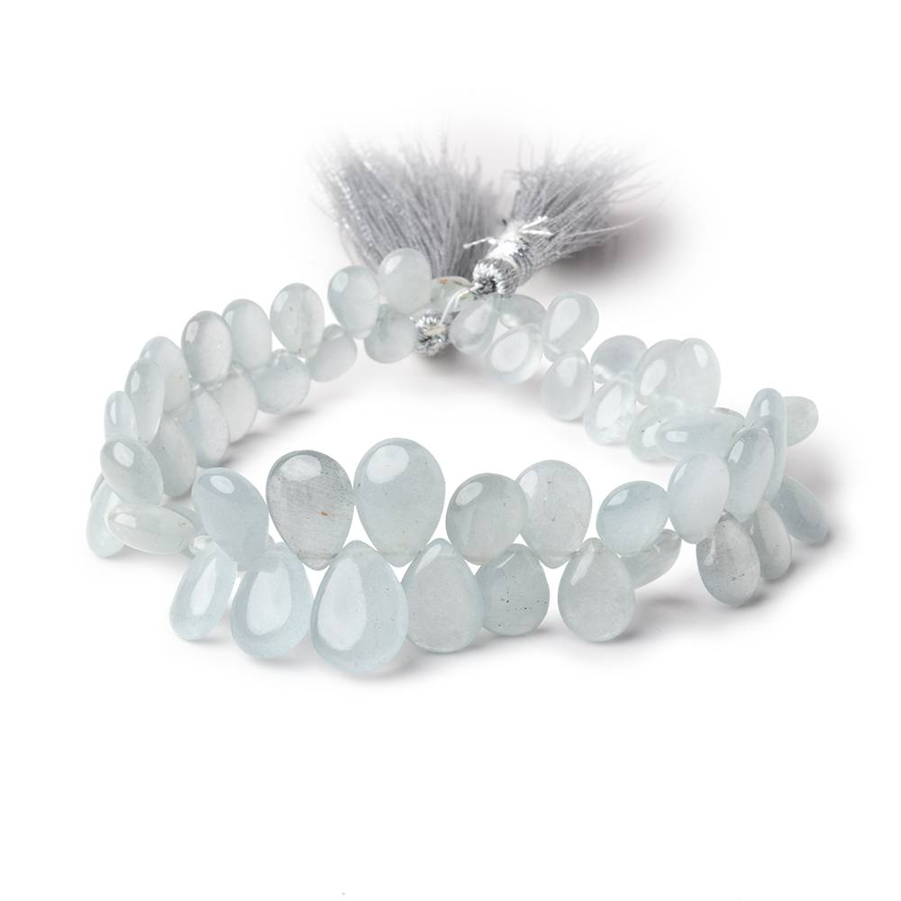 6x5-13x9mm Aquamarine Plain Pear Beads 8 inch 54 pieces AAA