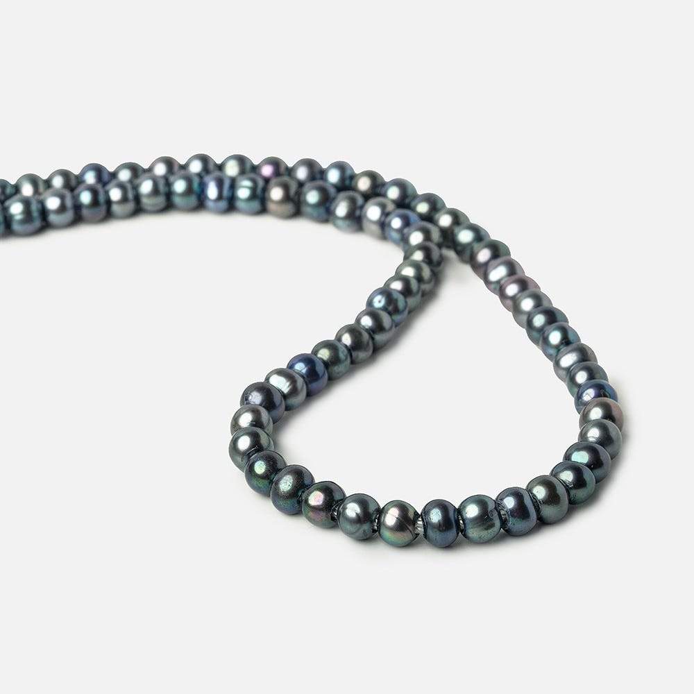 6x5-7x6mm Blue Green Peacock Off Round 2.5mm Large Hole Freshwater Pearl 75 pcs