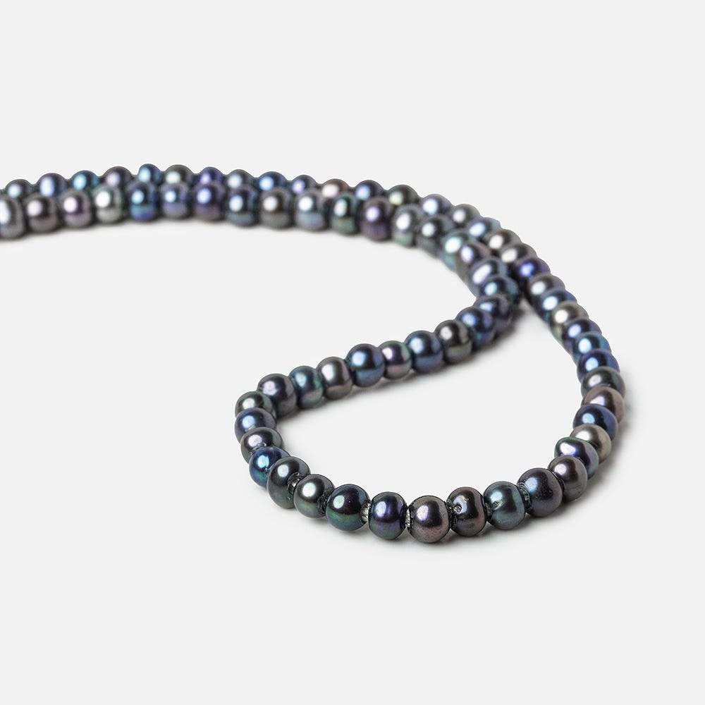 6x5-7x6mm Dark Peacock Off Round 2.5mm Large Hole Freshwater Pearl 75 pcs