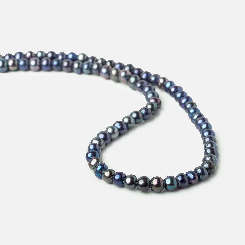 6x5-7x6mm Shaded Navy Off Round 2.5mm Large Hole Freshwater Pearl 75 pcs